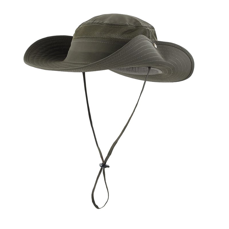 Connectyle Outdoor Mesh Sun Hat Wide Brim Sun Protection Hat Summer Fishing Hunting Hiking Gardenig Hat Army Green - Image 2